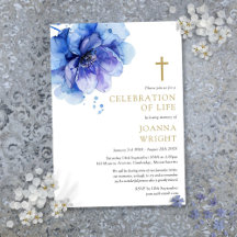 Celebração Cristã da Vida Funeral Floral Azul