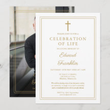 Celebração Cristã da Vida Funeral Foto Dourada