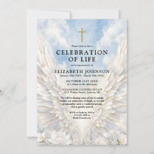 Convite Celebração Cristã das Asas do Anjo da Vida Funeral