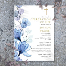 Celebração Cristã de Vida Funeral Floral Azul