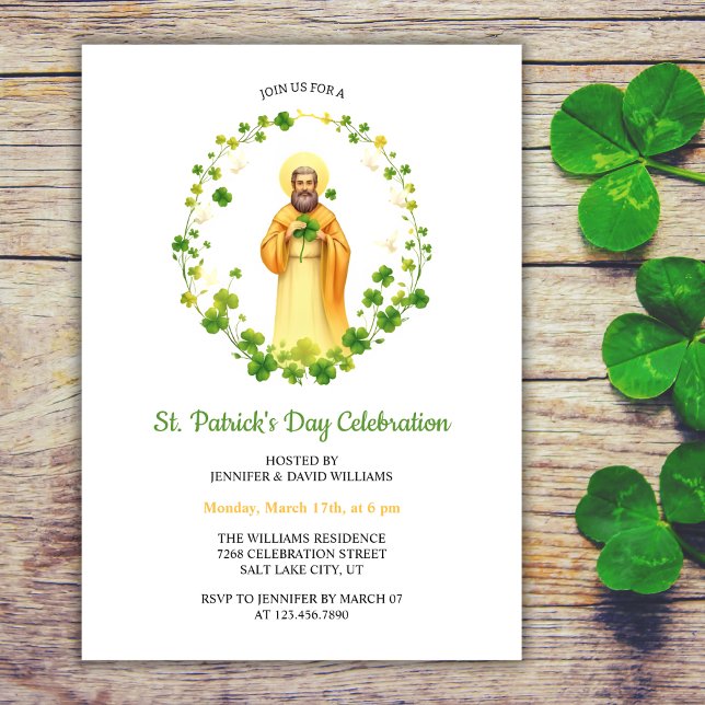 Convite Celebração Cristã do Dia de São Patrício (Religious St. Patrick’s Day Celebration Invitation | Christian Irish Event)
