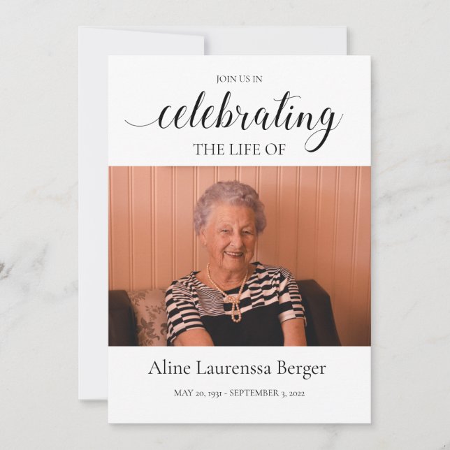 Convite Celebração da Caligrafia Negra de Foto da Vida (Frente)