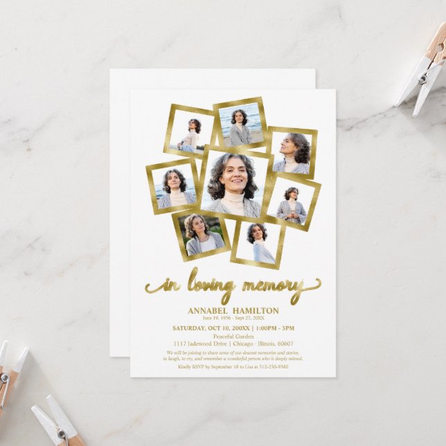 Convite Celebração da Colagem de Fotos do Funeral Life (Frente/Verso In Situ)