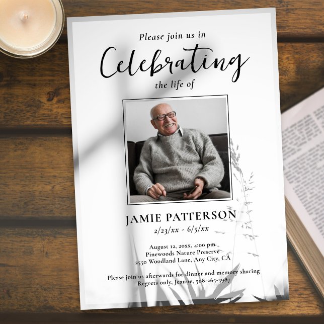 Convite Celebração da Cruz Cristã do Funeral Foto da Vida (Criador carregado)