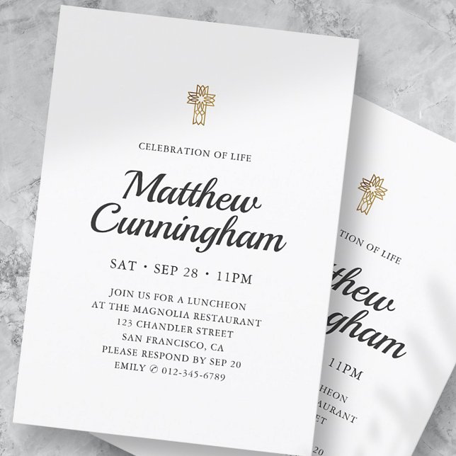 Convite Celebração da Cruz Dourada Simples Faux (Criador carregado)