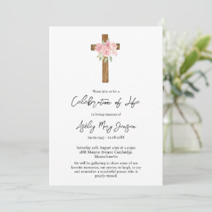 Convite Celebração da Cruz Rosa da Vida Funeral