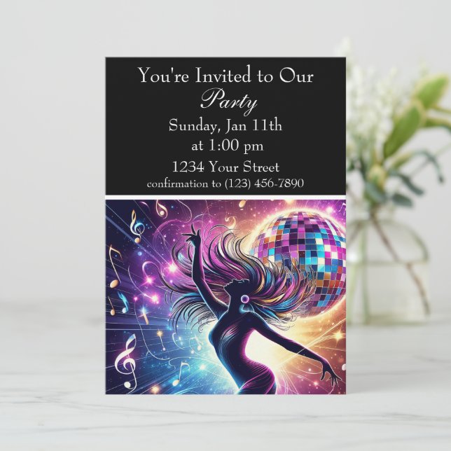 Convite Celebração da dança: Brilho ritmado (Em pé/Frente)