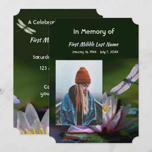 Convite Celebração da Dragonfly Service Lotus Flower