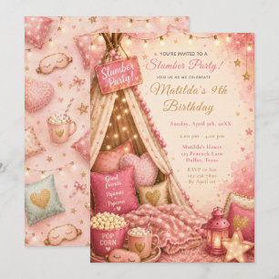 Convite Celebração da Festa de Dormir Rosa