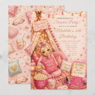Convite Celebração da Festa de Dormir Rosa