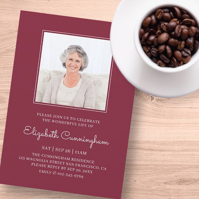 Convite Celebração da Foto Clássica do Memorial Funeral (Criador carregado)