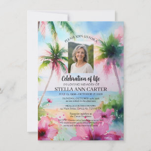 Convite Celebração da Foto de Vida Havaí Floral Funeral