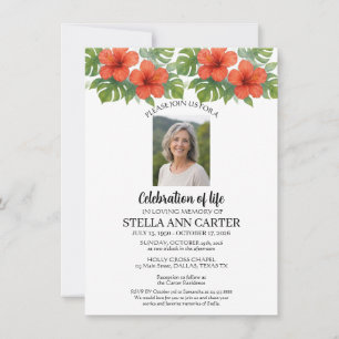 Convite Celebração da Foto de Vida Havaí Floral Funeral