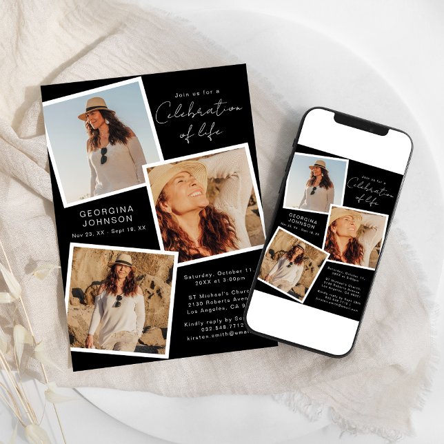 Convite Celebração Da Foto Instantânea Memorial Da Vida (Criador carregado)