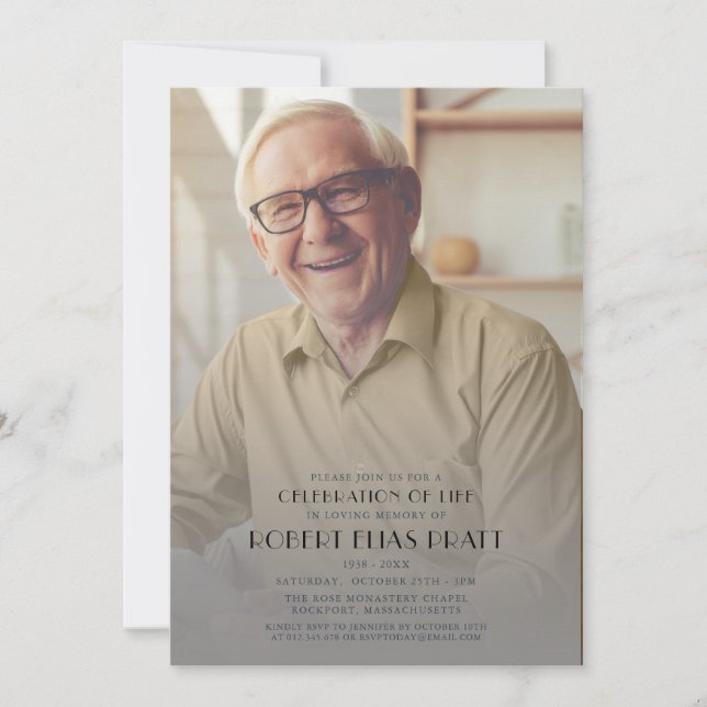 Convite Celebração da Foto Personalizada Funeral da Vida (Frente)