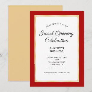 Convite Celebração   da grande inauguração vermelho e
