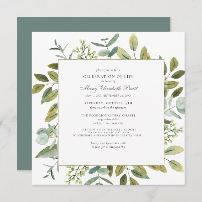 Convite Celebração da Life Funeral Memorial Botânica (Frente/Verso)
