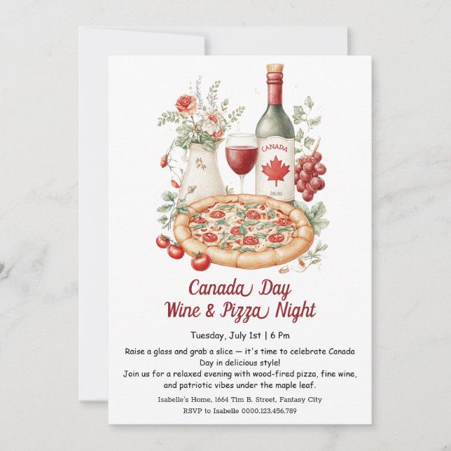 Convite Celebração da Noite de Vinho e Pizza | Dia do Cana (Frente)