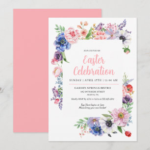Convite Celebração da Páscoa de Primavera no Jardim Floral
