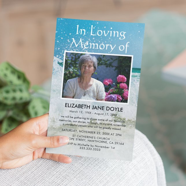 Convite Celebração da Praia da Vida | Funerário Oceânico (Criador carregado)