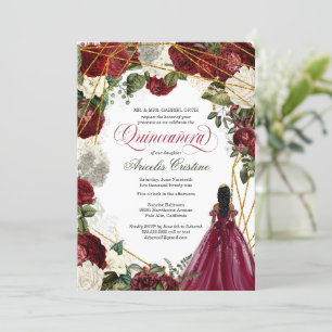 Convite Celebração da Quinceanera com a efrolatina flora