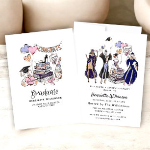 Convite Celebração da Turma de Graduados Desenhada à Mão d