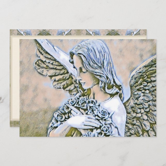 Convite Celebração da Vida - Anjo com Flores (Frente/Verso)