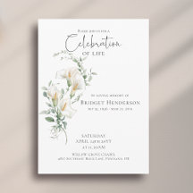 Celebração da Vida Calla Lily Funeral Memorial