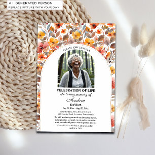 Convite Celebração da Vida Colorido Floral Foto Funeral