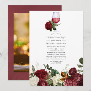 Convite Celebração da Vida com Degustação de Vinho Floral