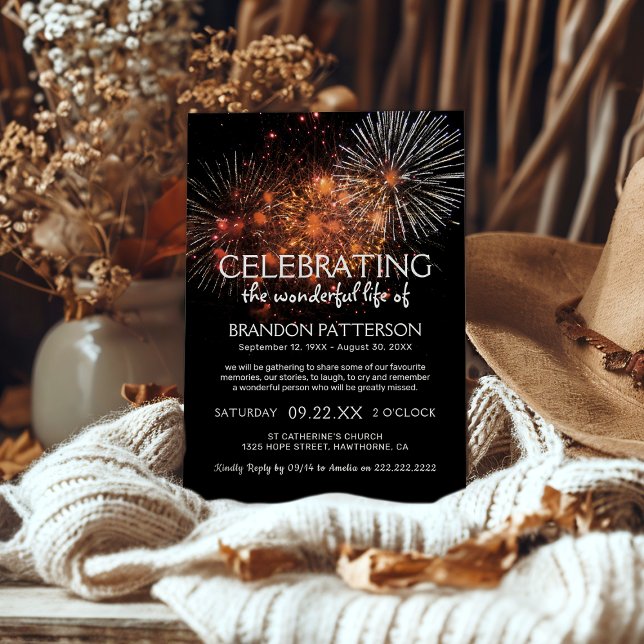 Convite Celebração da Vida com Fogos de Artifício | Funera (Criador carregado)
