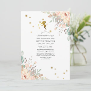 Convite Celebração da Vida com tema de Fada Rosa e Dourado