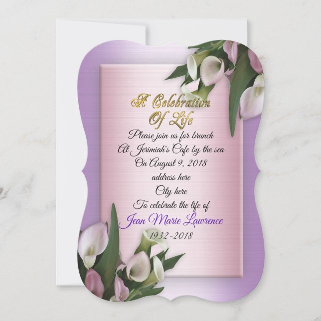 Convite Celebração da vida Convocação dos lírios (Frente)