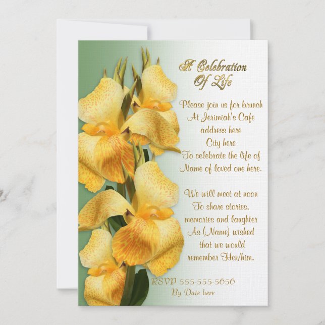 Convite Celebração da vida Convocação dos lírios Cannas (Frente)