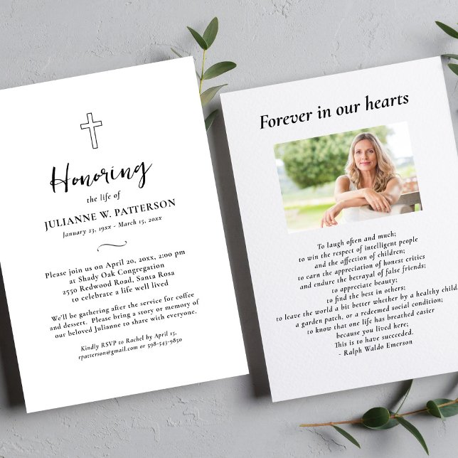 Convite Celebração da Vida, Cruz Simples, Acordar Funeral (Criador carregado)