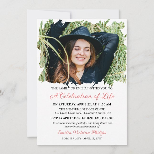 Convite Celebração da Vida das Fronteiras Tropicais Rosa Q (Frente)