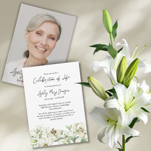 Convite Celebração da Vida de Lily Foto Funeral (Criador carregado)