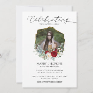 Convite Celebração da Vida do Flor Branco Vermelho