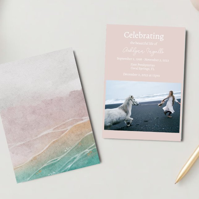 Convite Celebração da Vida do Funeral Sandy Beach (Criador carregado)