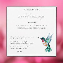 Convite Celebração da Vida do Hummingbird Aquarela