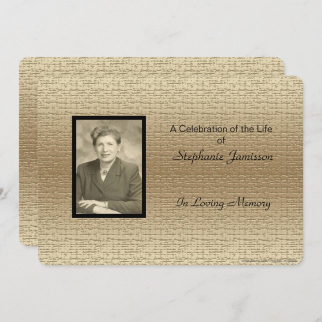 Convite Celebração da vida, Dourada com fotografia, fotogr (Frente/Verso)