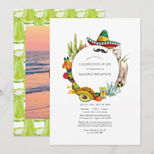 Convite Celebração da Vida em Aquarela Fiesta Mexicana