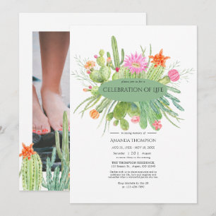 Convite Celebração da Vida em Aquarela Foto de Cactus