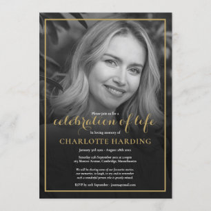 Convite Celebração da Vida em Foto Funeral Preto e Branco