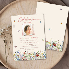 Convite Celebração da Vida em Memorial de Flores Selvagens