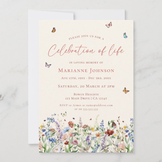 Convite Celebração da Vida em Memorial Moderno de Flores S (Frente)