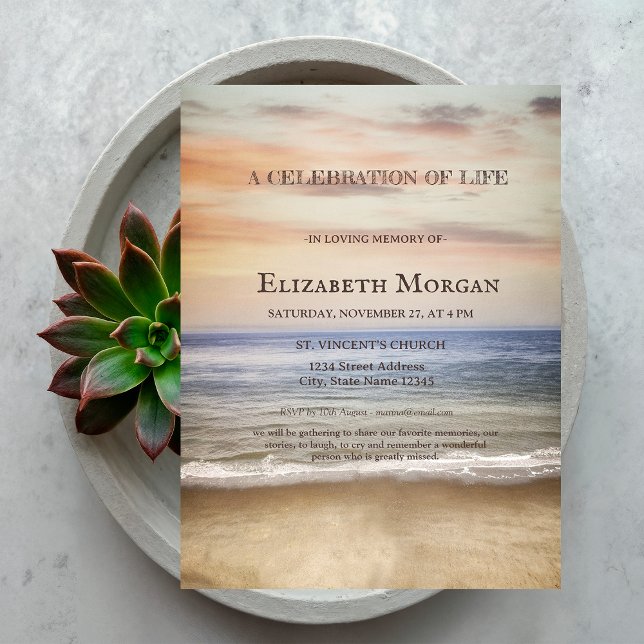 Convite Celebração Da Vida Em Ocean Beach (Criador carregado)