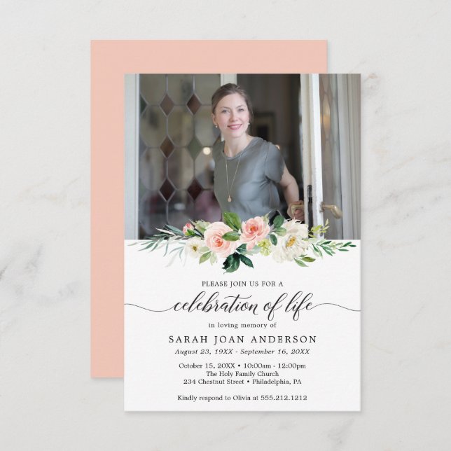 Convite Celebração da Vida feminina através de fotos (Frente/Verso)