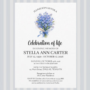 Convite Celebração da Vida Flor Forget Me Not Funeral Flor
