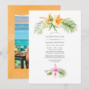Convite Celebração da Vida Floral Tropical na Praia